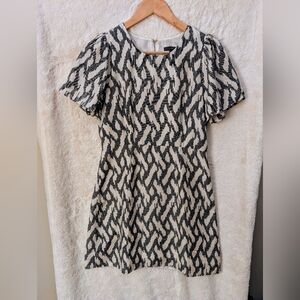 J. Crew Black and White Flutter Sleeve Mini Dress / 4P